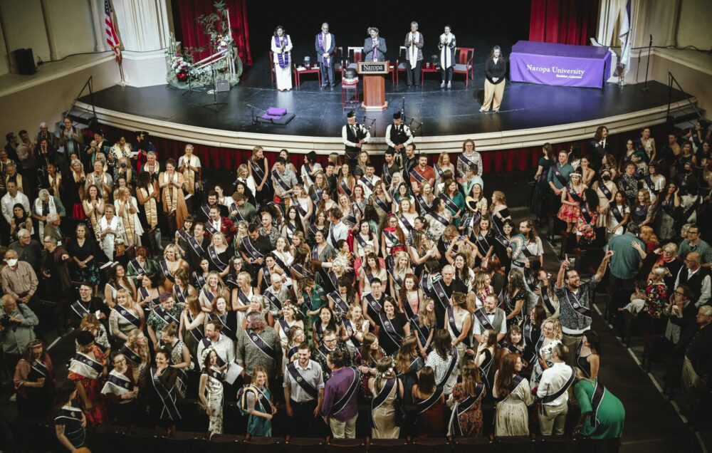 View from the balcony at Macky Auditorium during '23 commencement ceremony