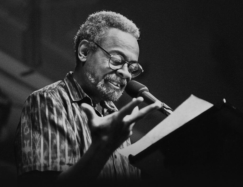 Amiri Baraka at the podium during the summer writing program