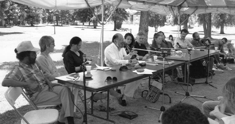 Summer writing program n the white tent with Anne Waldman and Allen Ginsberg
