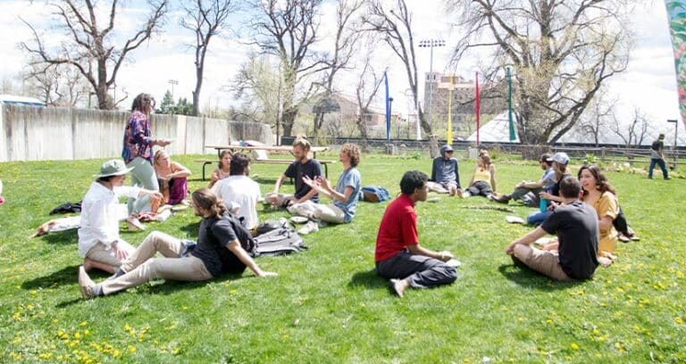 Students on the green for Earth Justice Day