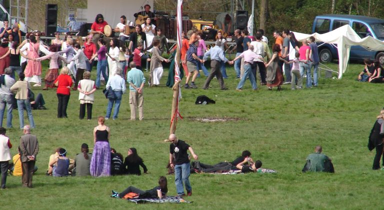 Maypole dance during a Beltane Festival in Northern Italy