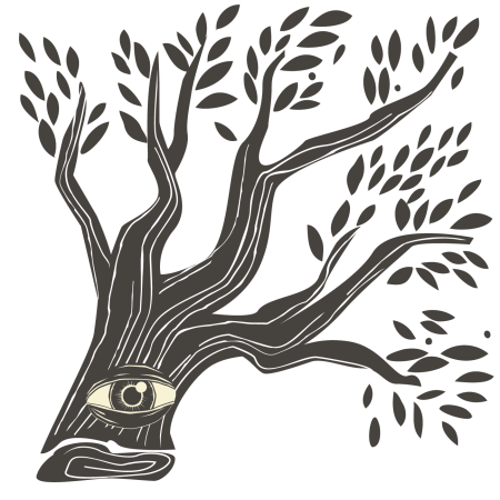 Contemplative Tree Branch Illustration